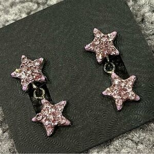 Vintage Light Lavender Crystal Pavé Star Earrings-Boutique